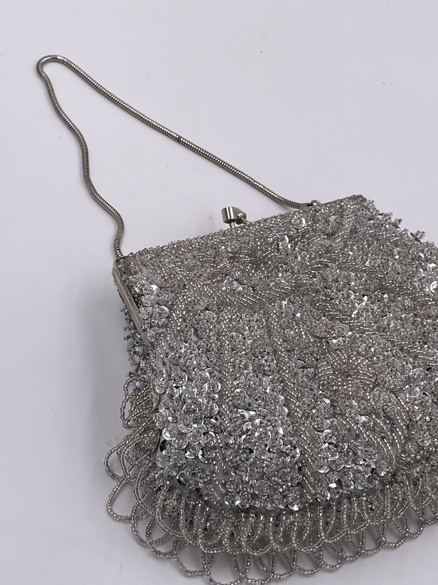 Silver Beaded Bag - The Kit Vintage