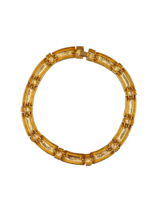 Napier Gold and White Enamel Necklace - The Kit Vintage