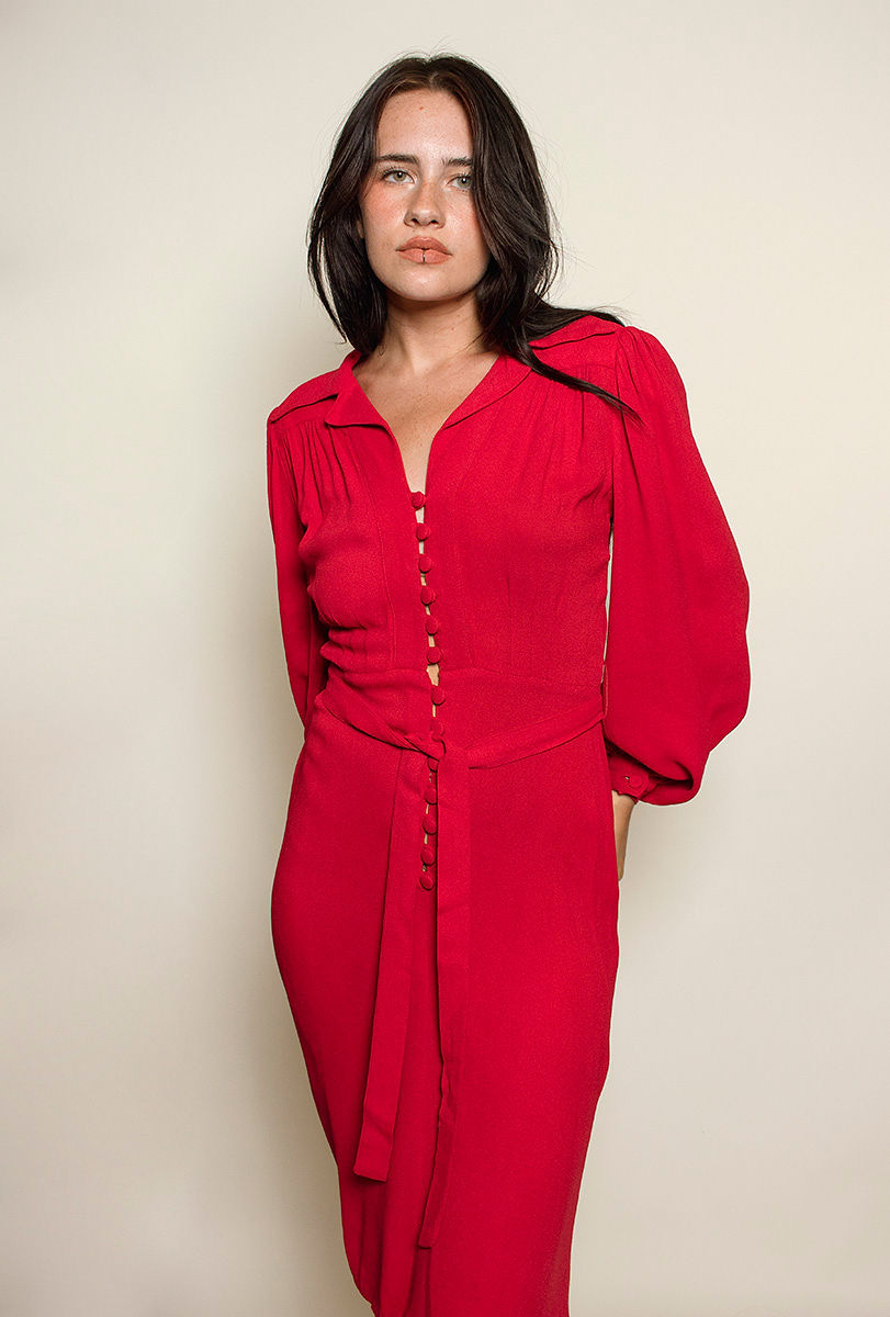 Ossie Clark Red Crepe dress - The Kit Vintage