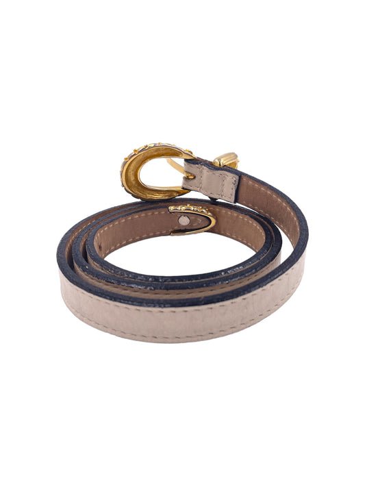White Leather Belt With Gold Buckle - The Kit Vintage