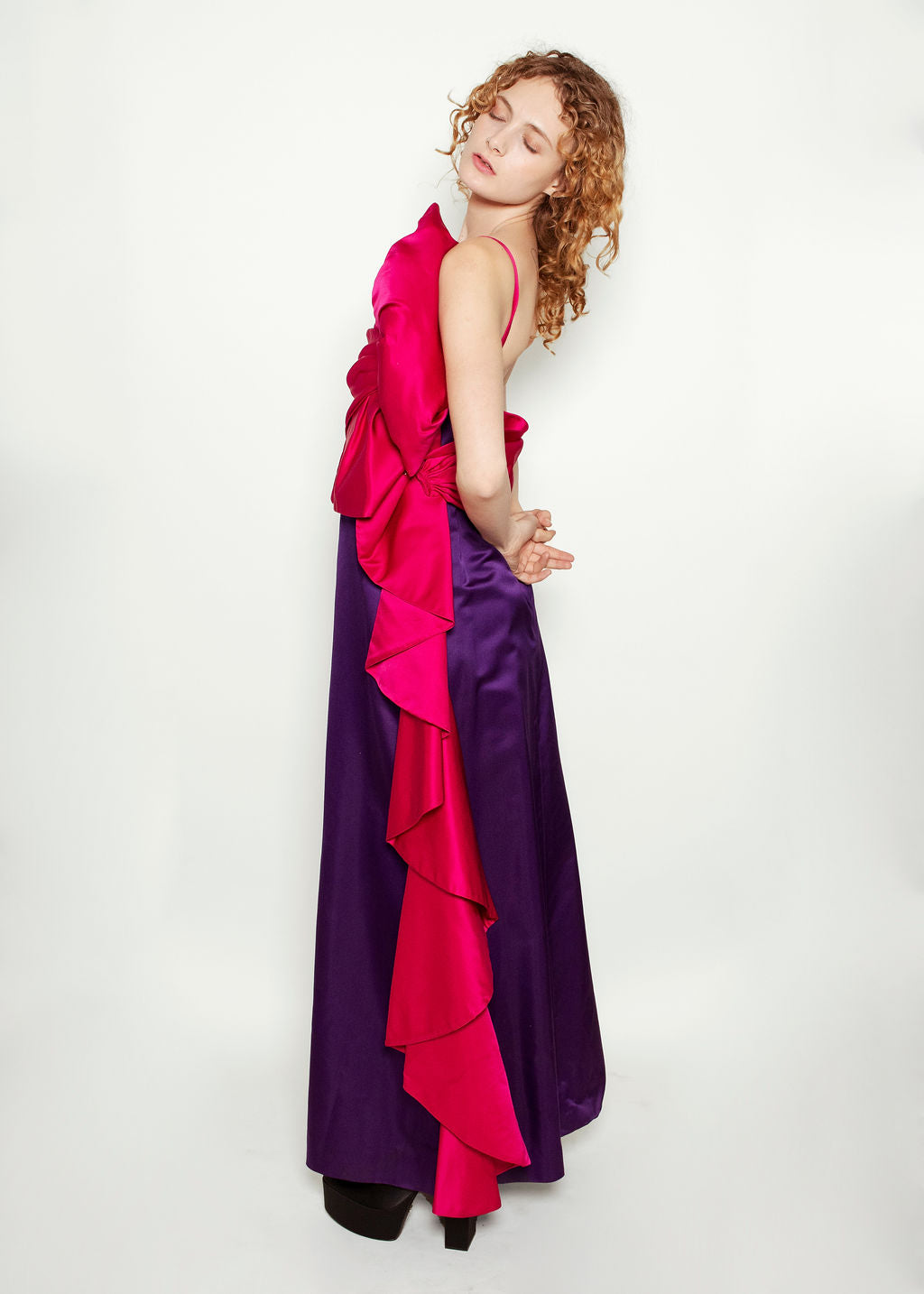 Bill Blass for Amen Wardy Spring 1984 One Shoulder Silk Bow Dress - The Kit Vintage