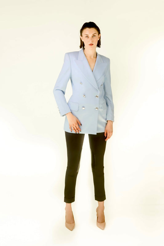 Escada Baby Blue Wool Blazer - The Kit Vintage
