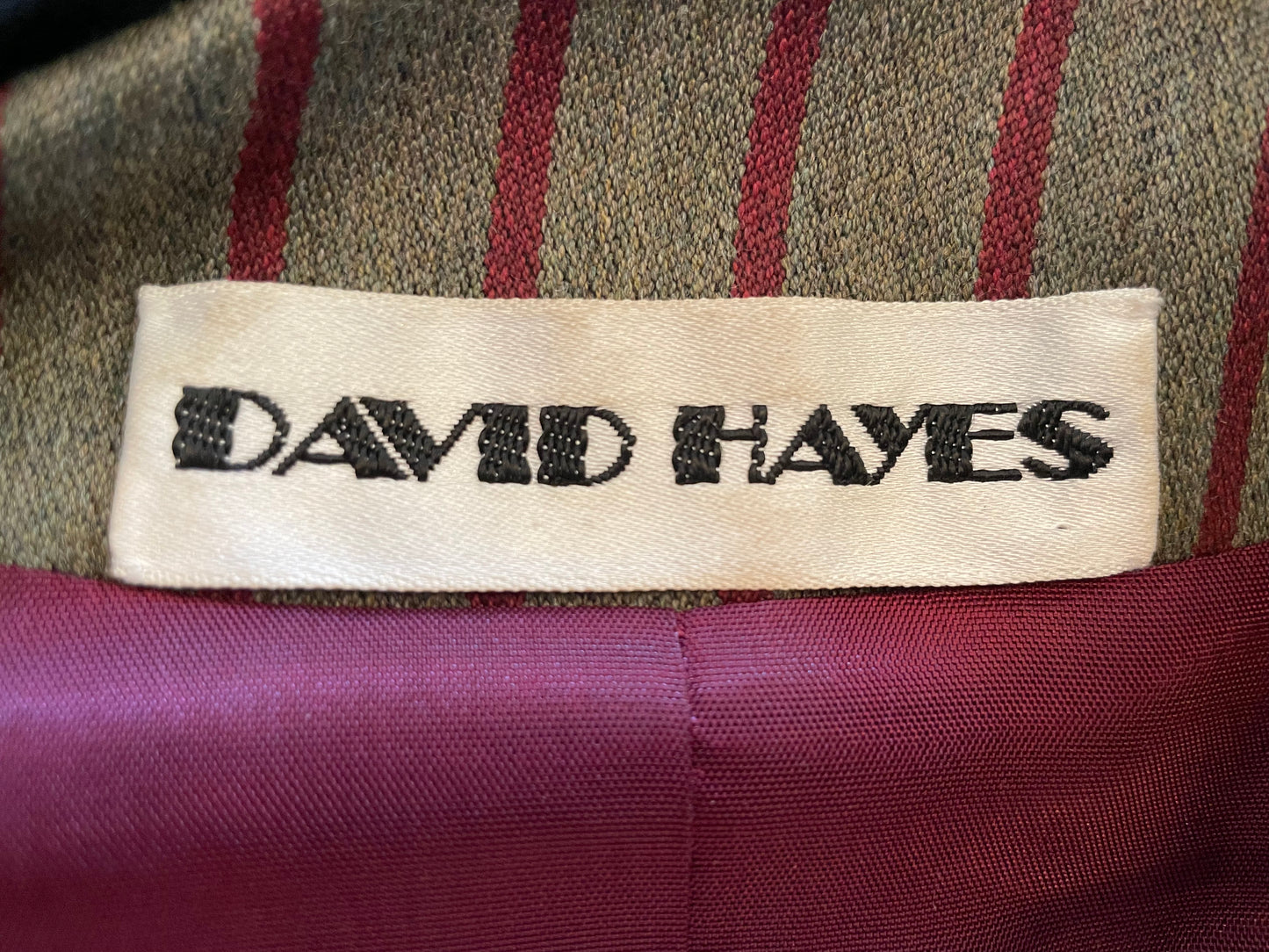 David Hayes Red Striped Suit