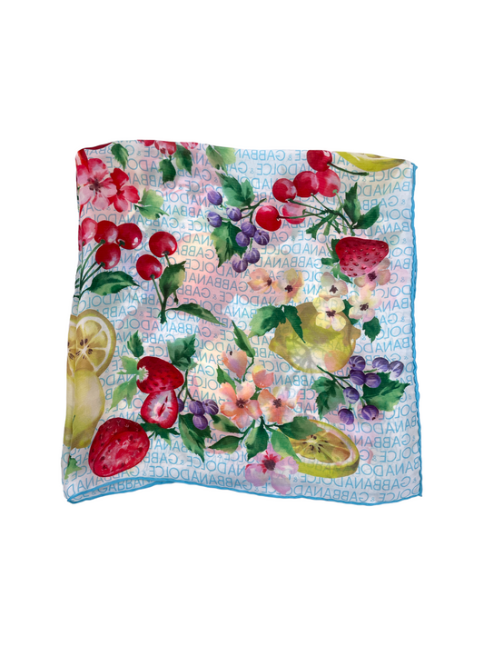 Dolce & Gabbana Cherry Floral Silk Scarf - The Kit Vintage