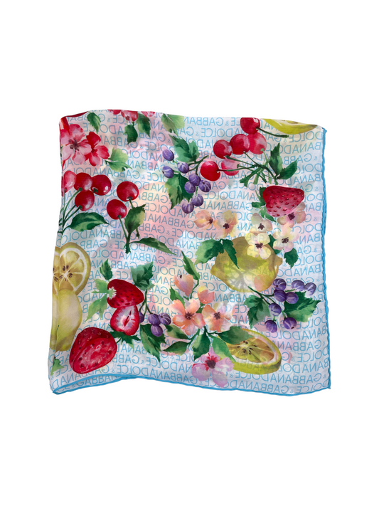 Dolce & Gabbana Cherry Floral Silk Scarf