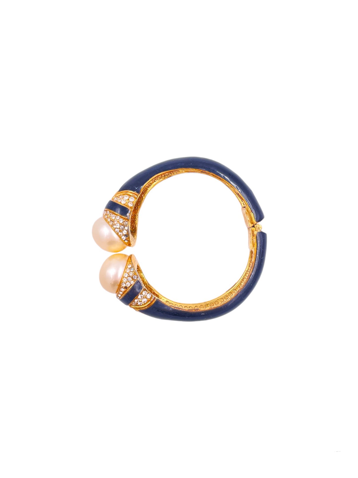 Ciner Black Enamel & Pearl Bracelet