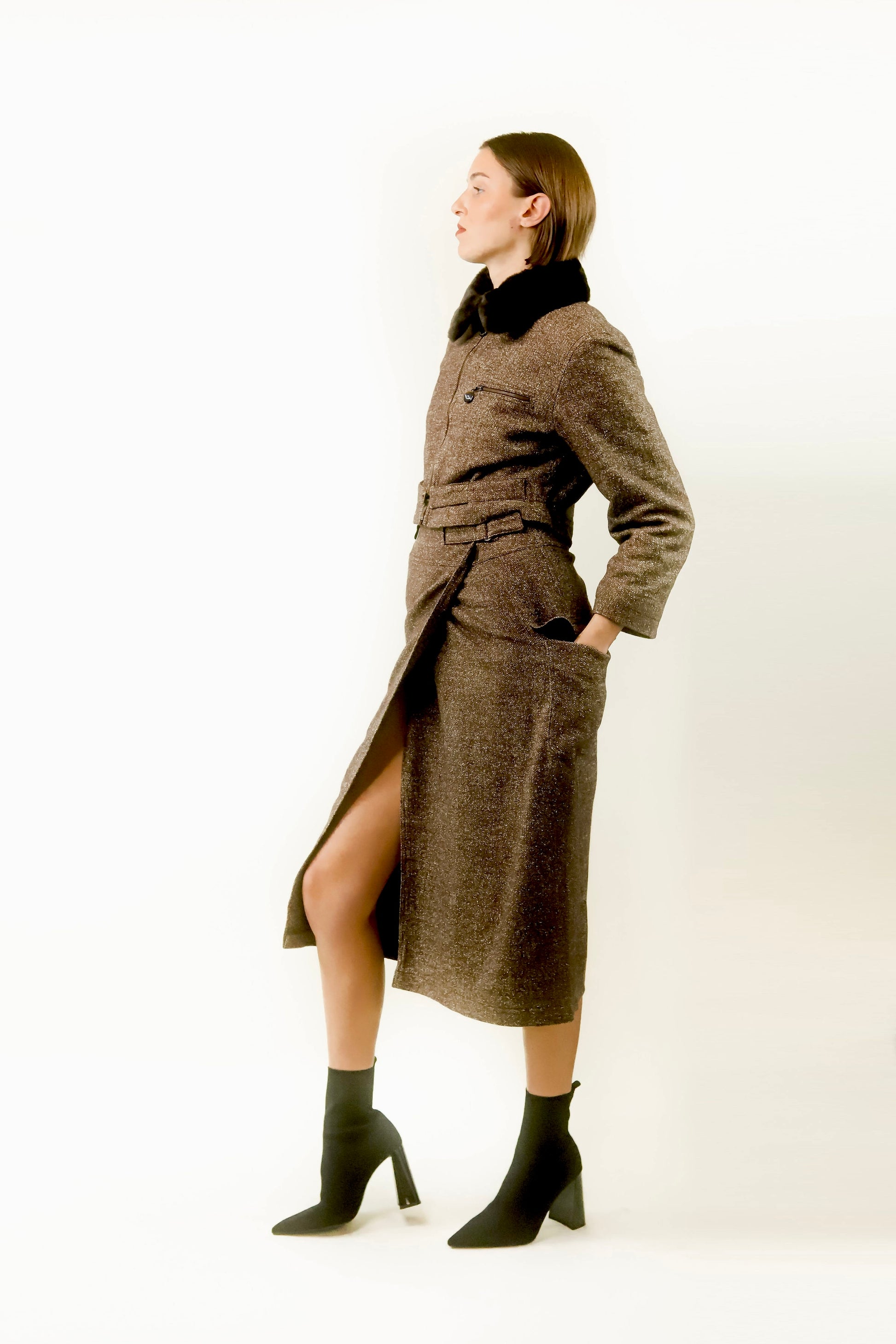 Mondi Wool Suit with Faux Fur Collar - The Kit Vintage