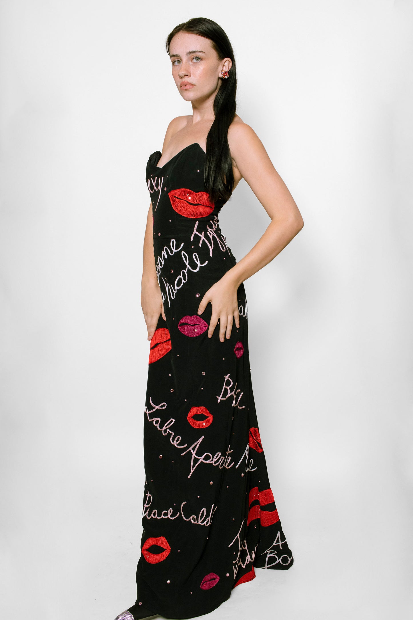 Nicole Miller Strapless Lips Dress - The Kit Vintage
