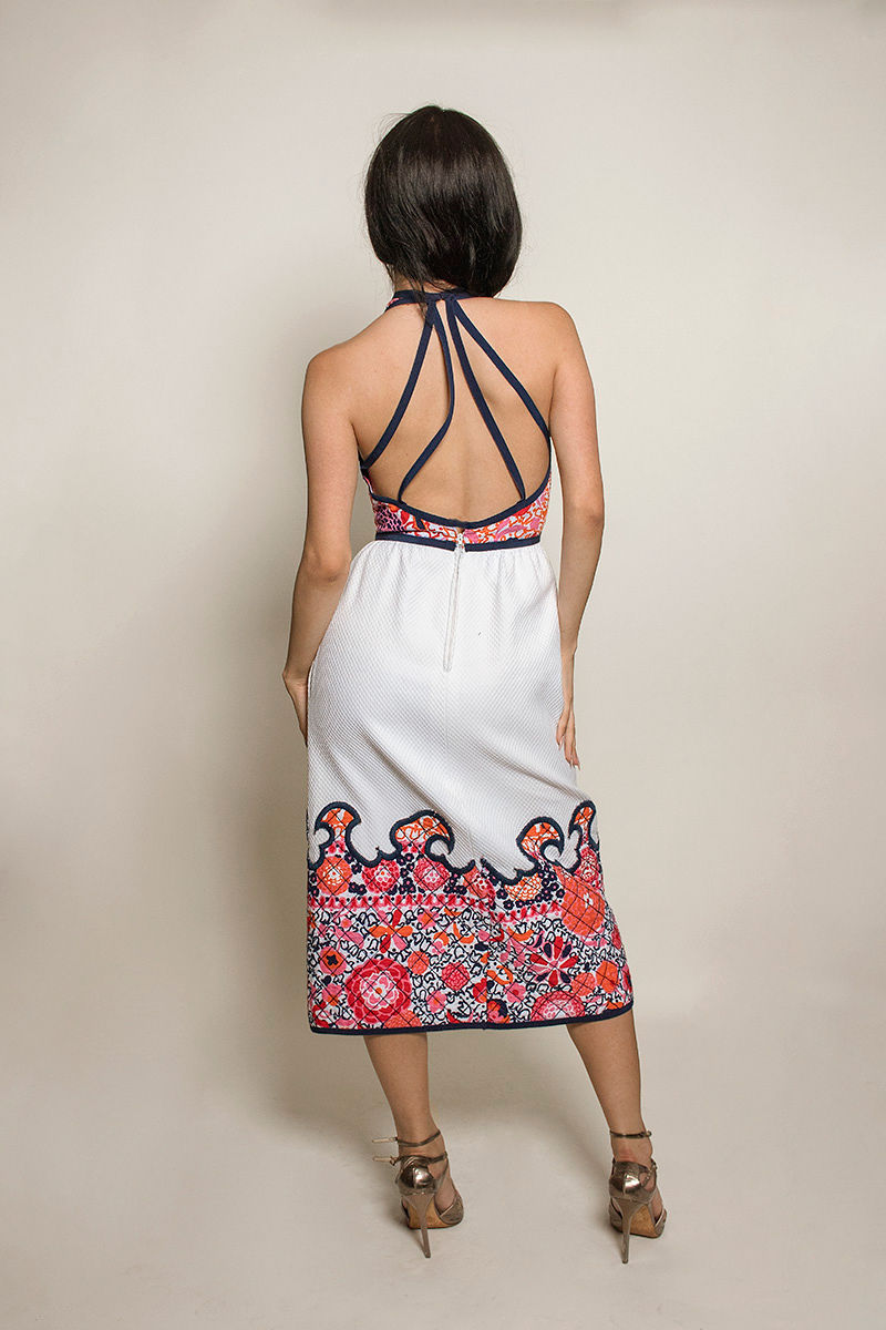 Malcolm Starr Open Back Quilted Applique Dress - The Kit Vintage