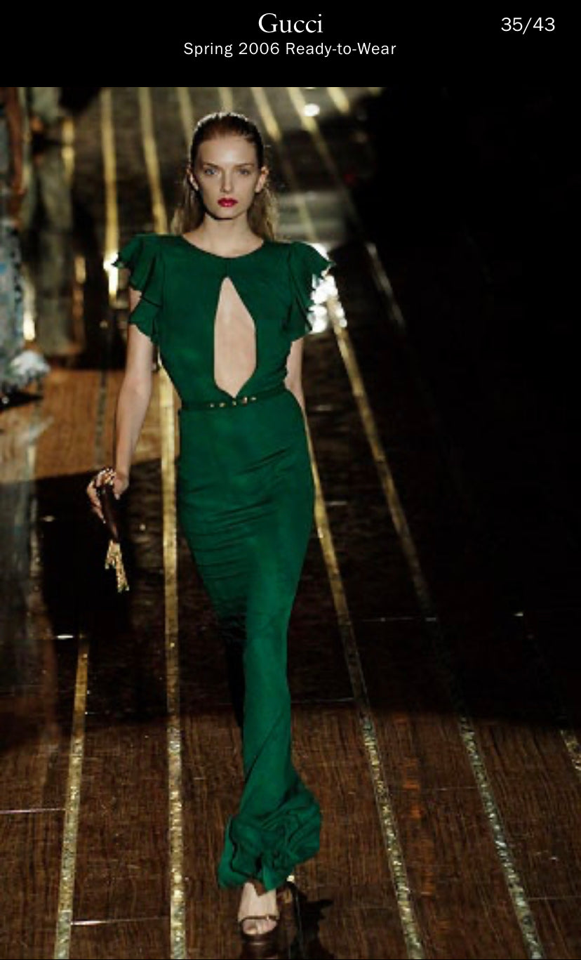 Gucci Emerald Spring 2006 Cross Back Gown - The Kit Vintage