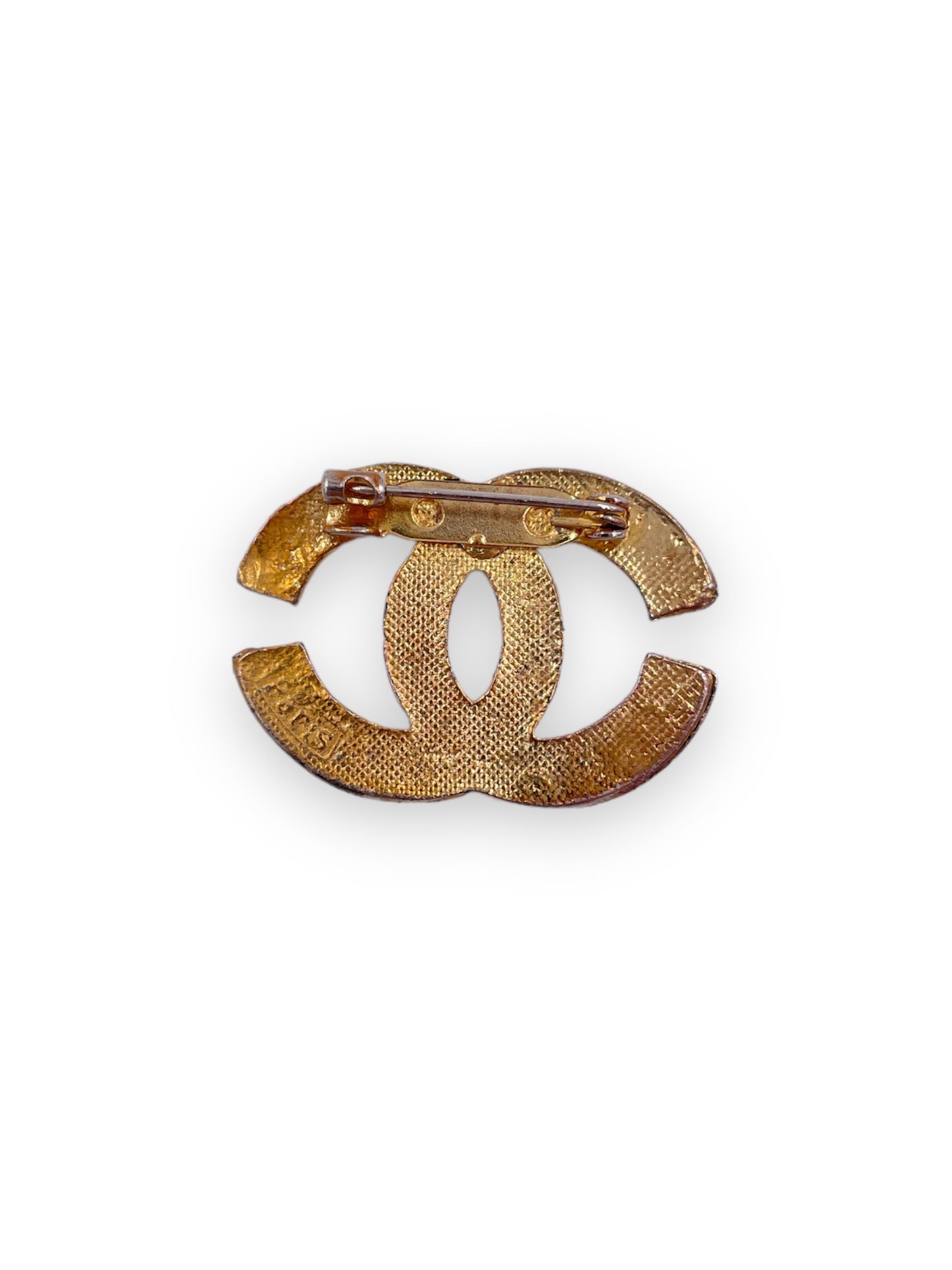 Chanel Logo Rhinestone Brooch