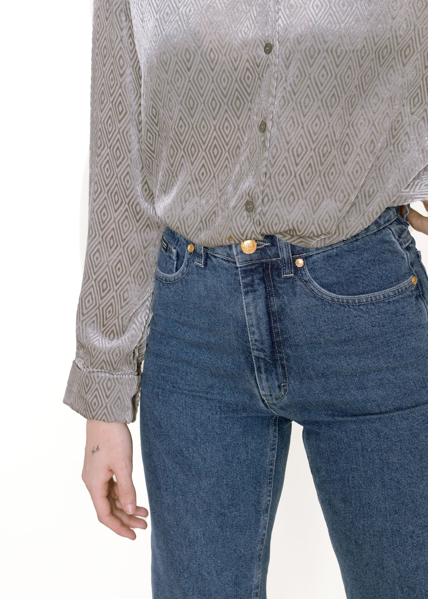 Emporio Armani Gray Velvet 'Diamond' Blouse - The Kit Vintage