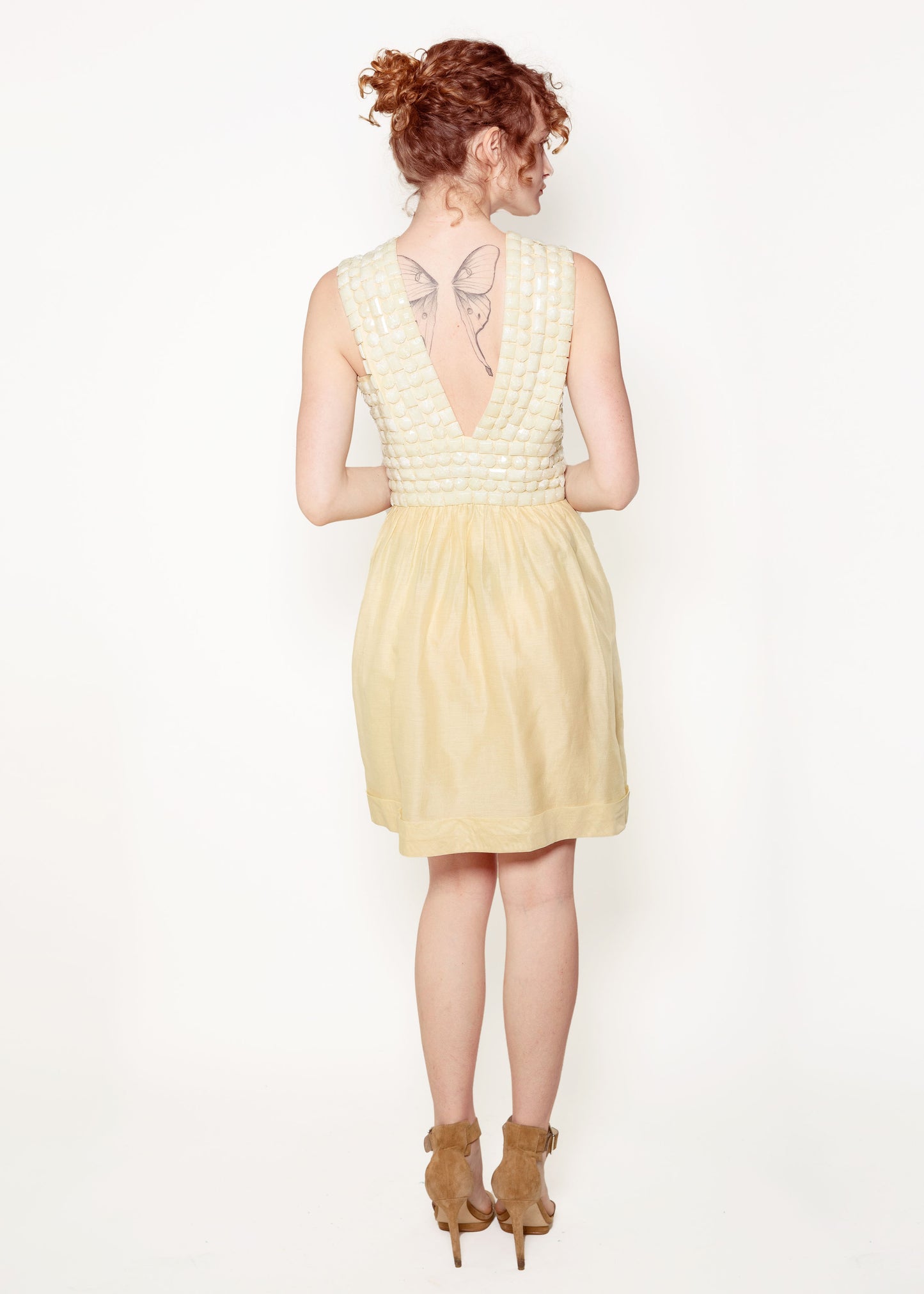 Burberry Cream Bead Encrusted Cocktail Dress