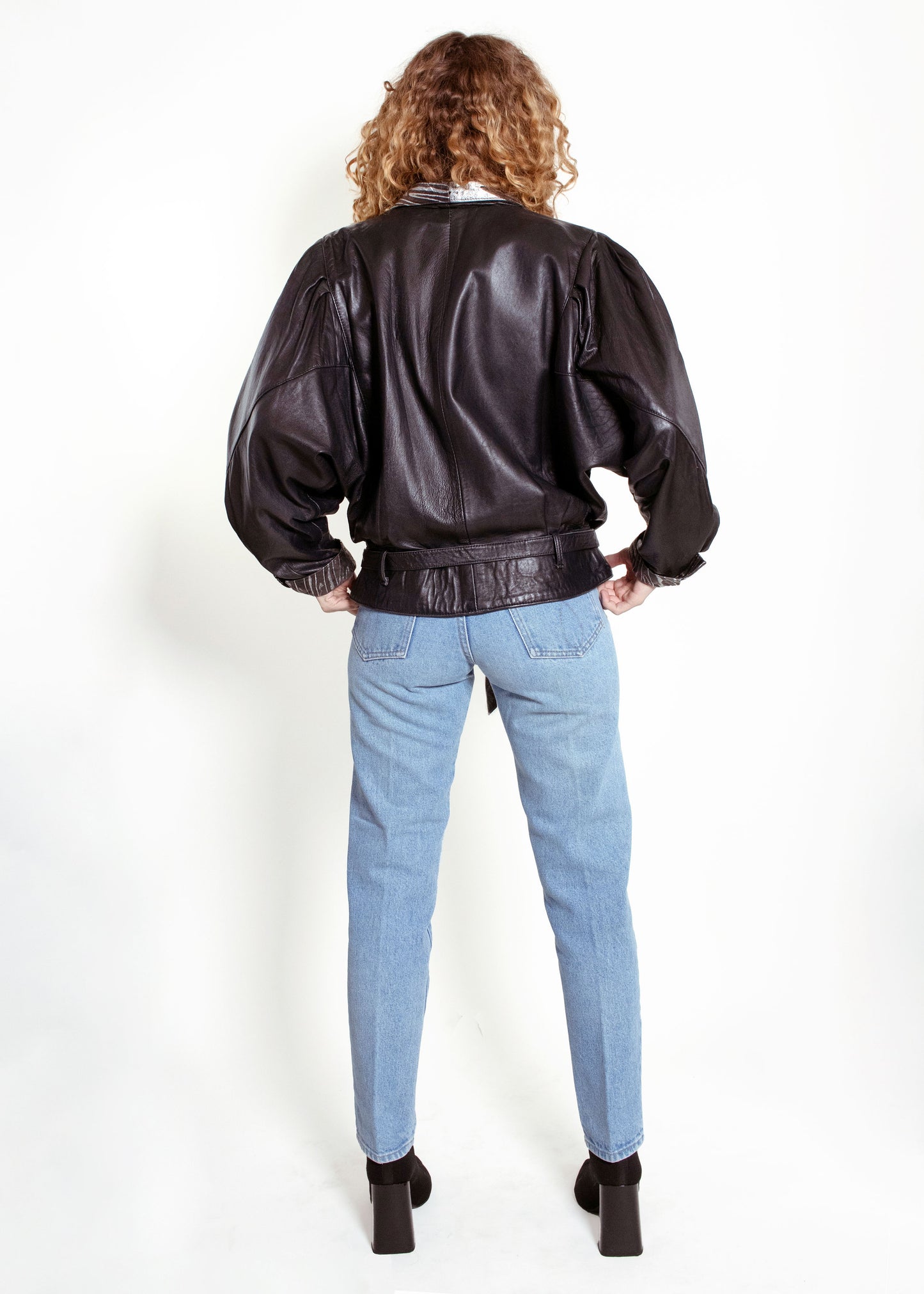 Forma Black with Silver 80's Leather jacket - The Kit Vintage