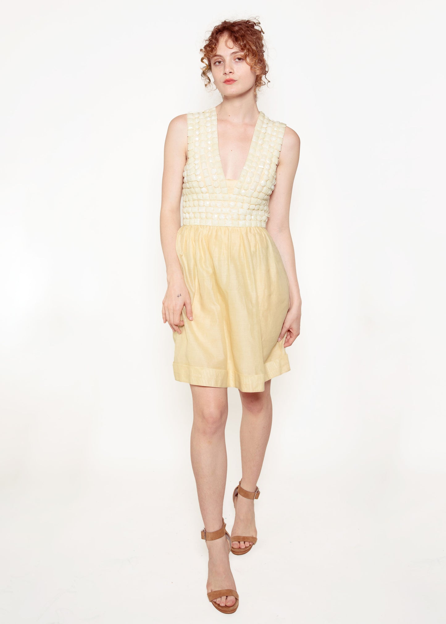 Burberry Cream Bead Encrusted Cocktail Dress