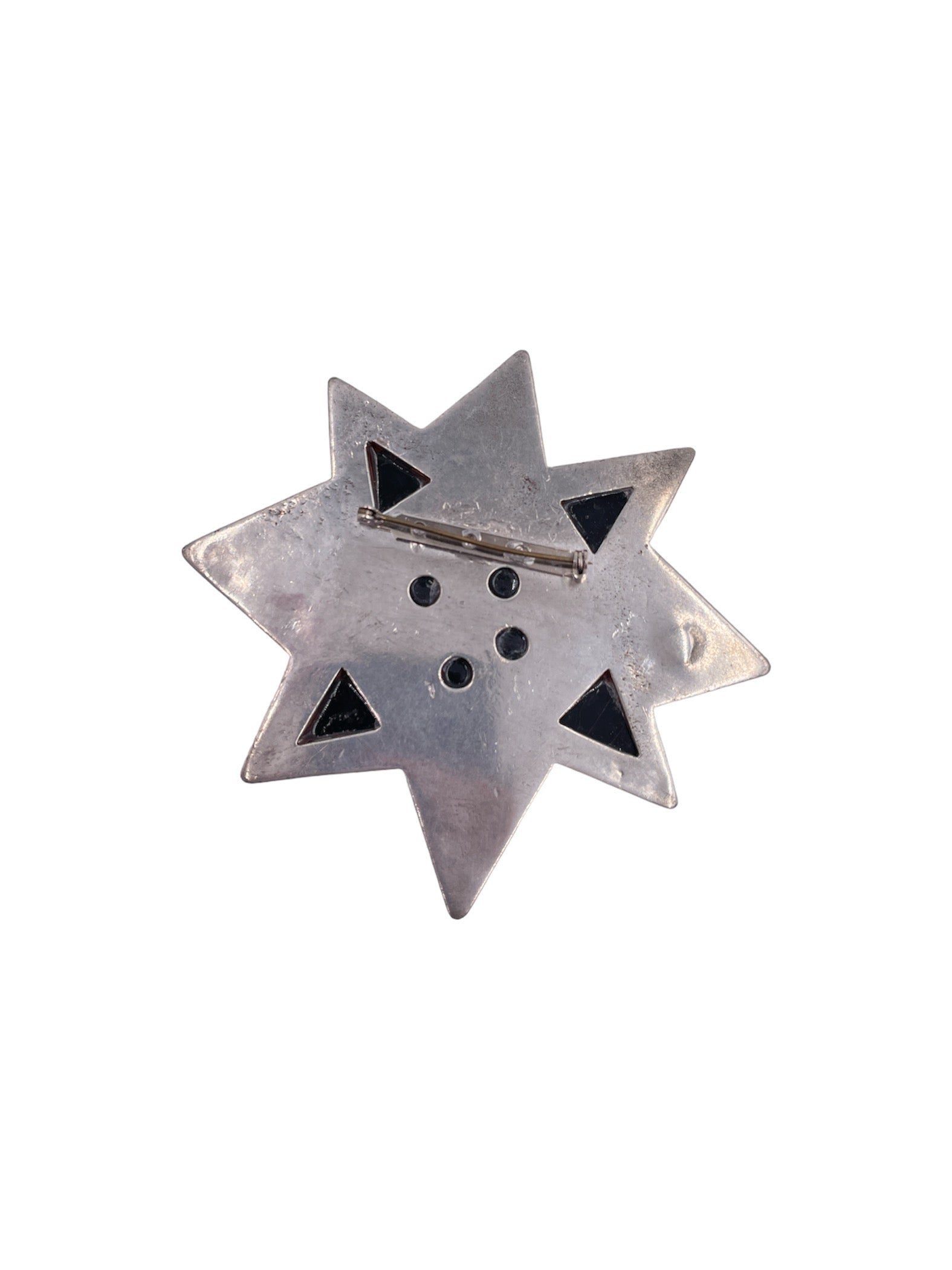 Silver Star Brooch W/ Black Enamel & Pearl - The Kit Vintage
