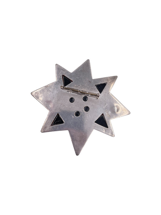 Silver Star Brooch W/ Black Enamel & Pearl - The Kit Vintage