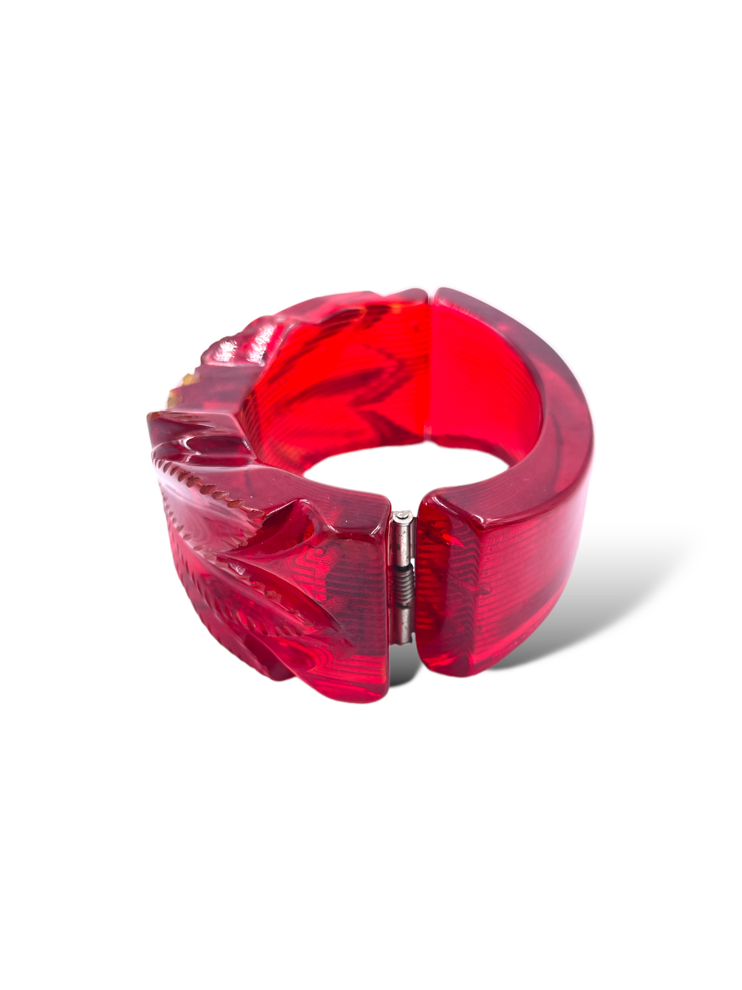 Red Lucite Deco Style bracelet