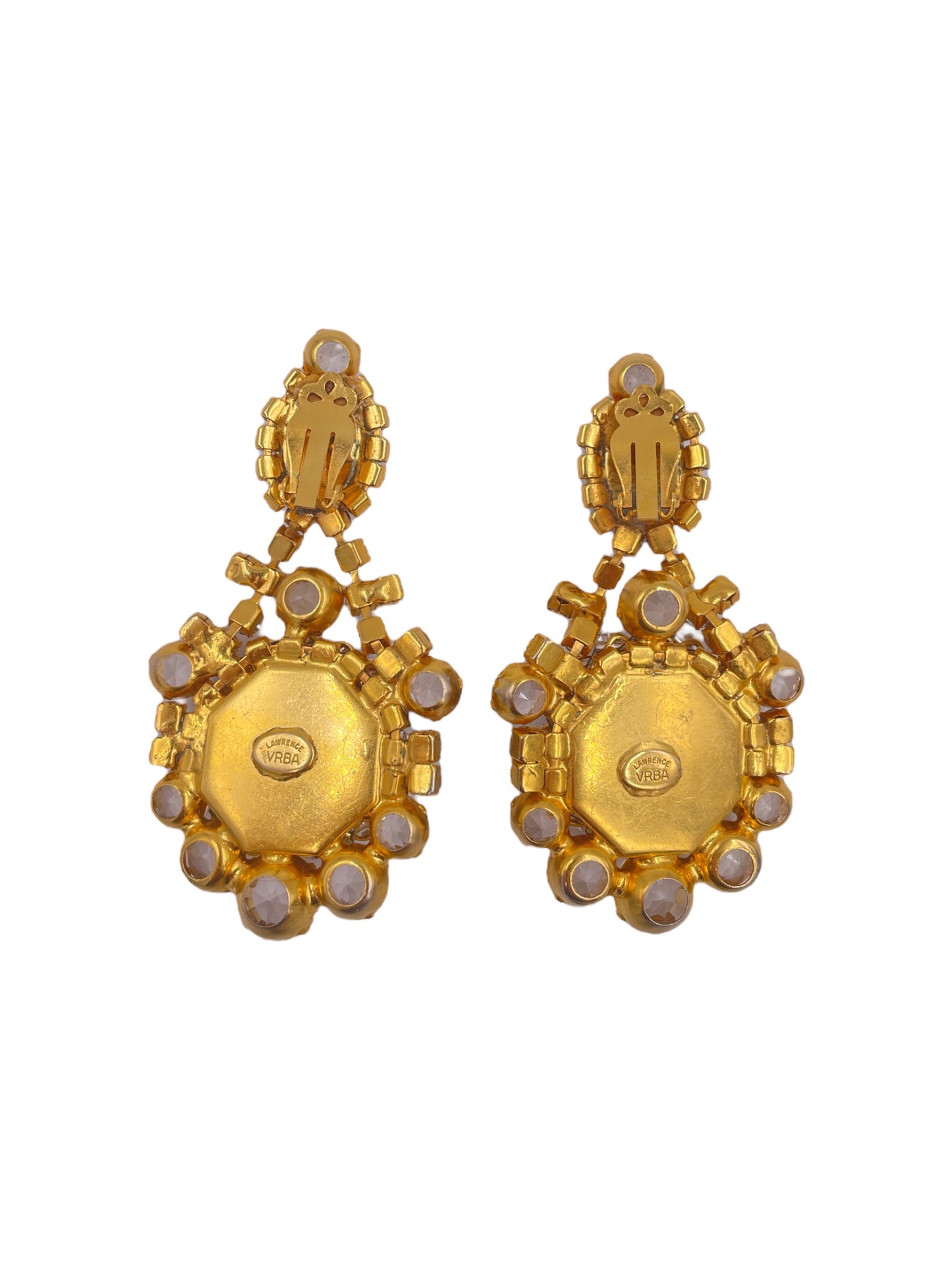 Lawrence Vrba Gold Large Crystal Earring - The Kit Vintage