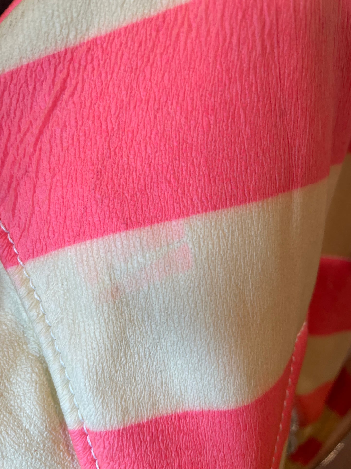 Courreges Pink/White Stripe Leather Nautical Coat