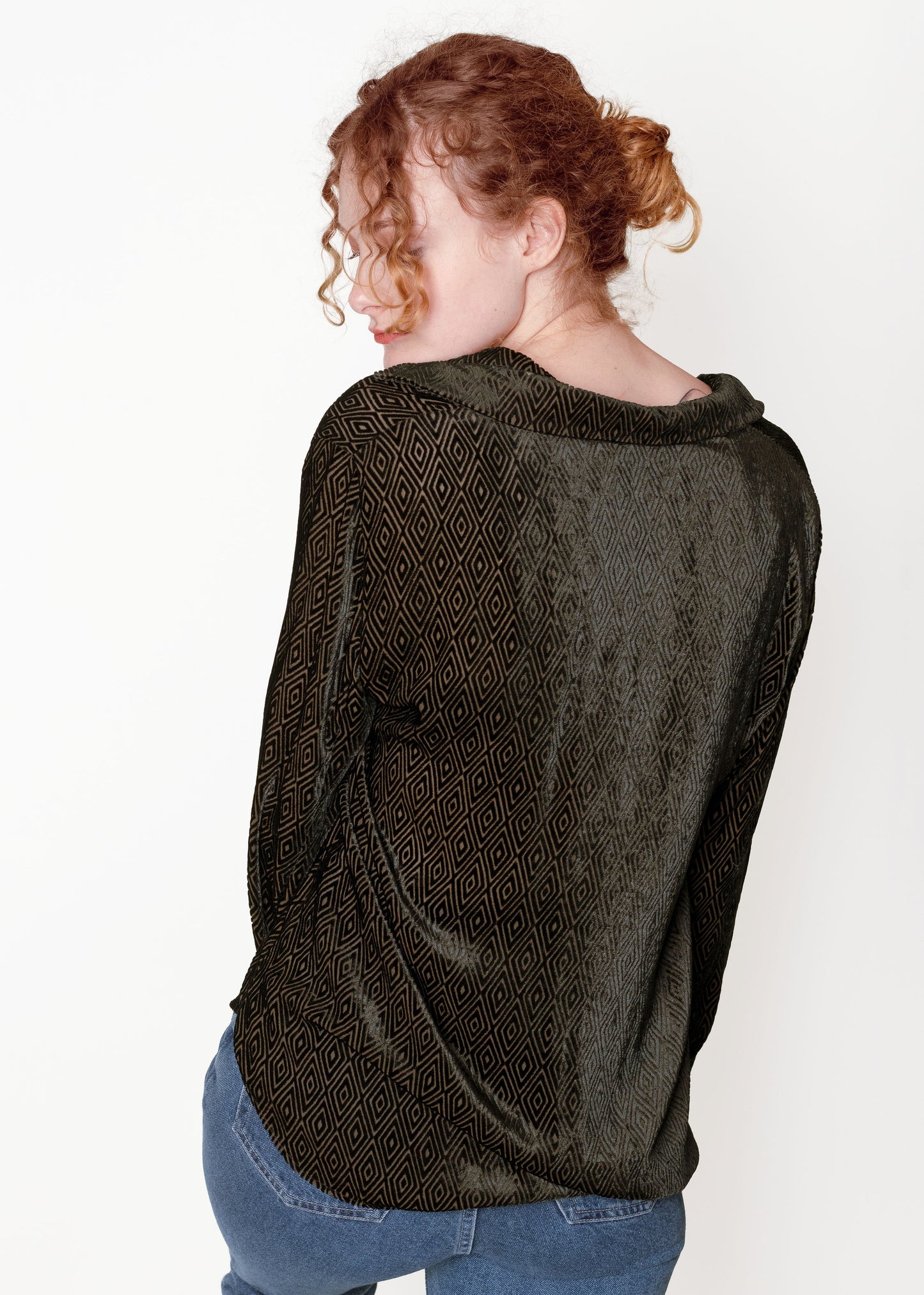 Emporio Armani Black Velvet 'Diamond' Blouse