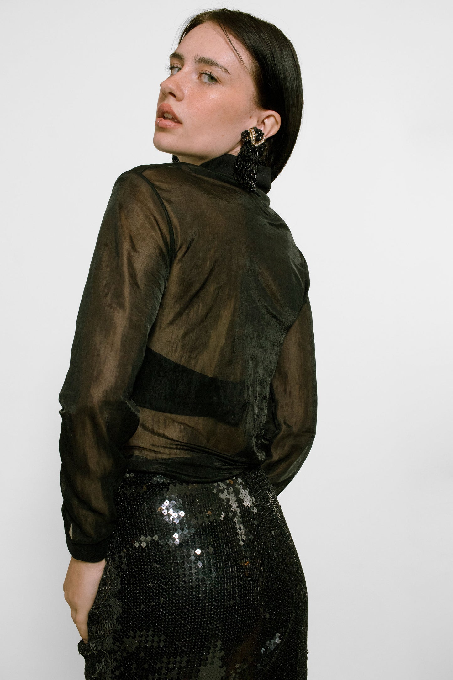 Courreges Black Sheer Top - The Kit Vintage