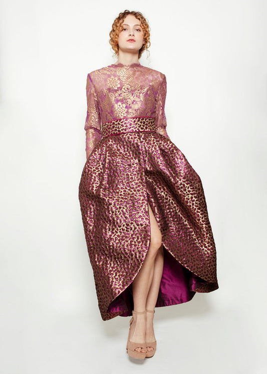 Galanos Brocade Purple Gown