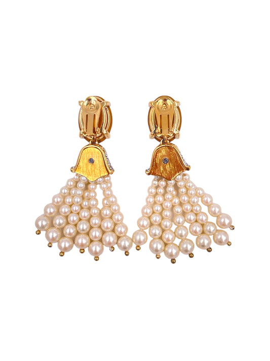Crystal W/ Pearl Dangle Earrings - The Kit Vintage