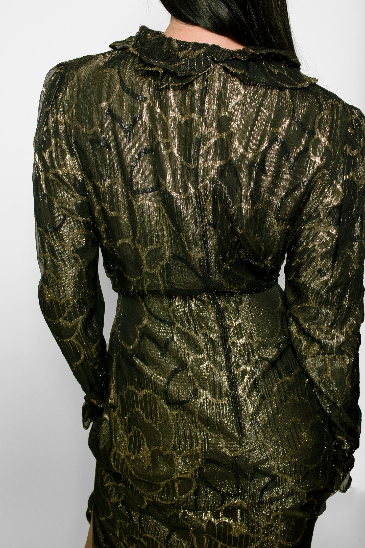 Pauline Trigere Black/Gold Metallic Dress - The Kit Vintage