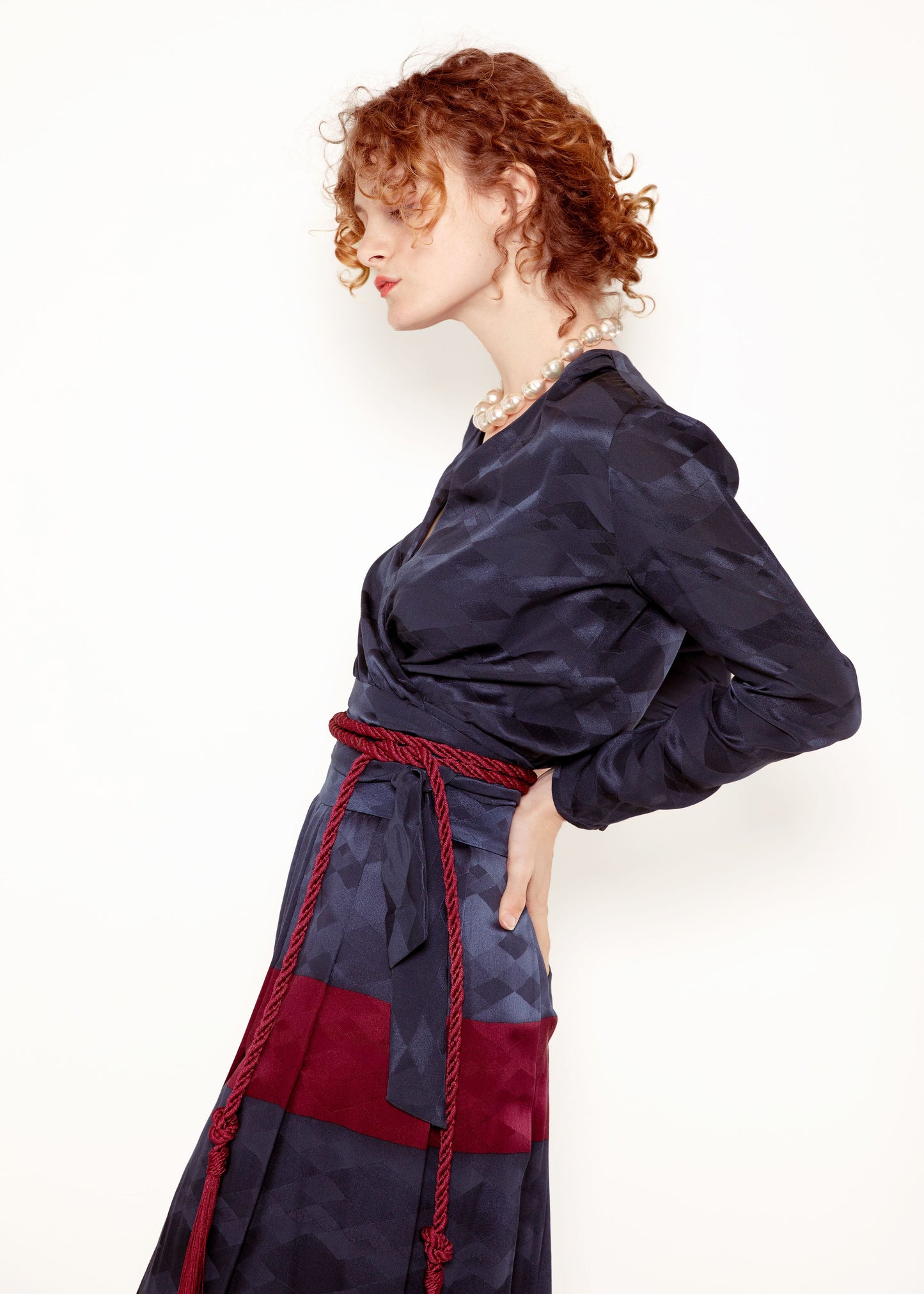 Amen Wardy Silk Set with Tassel Belt