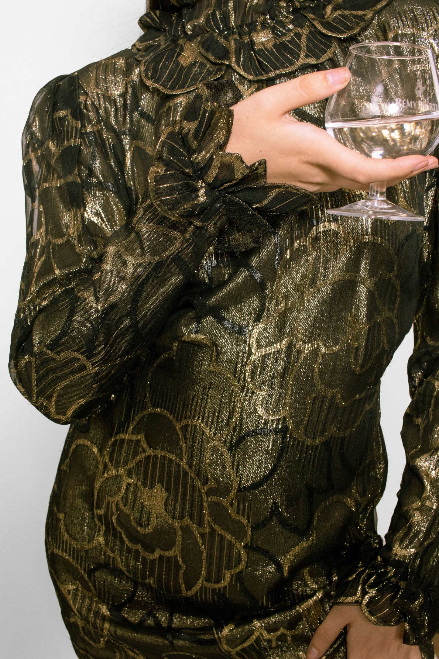 Pauline Trigere Black/Gold Metallic Dress