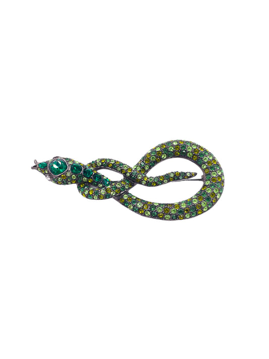Kenneth Jay Lane Green stone Snake Brooch - The Kit Vintage