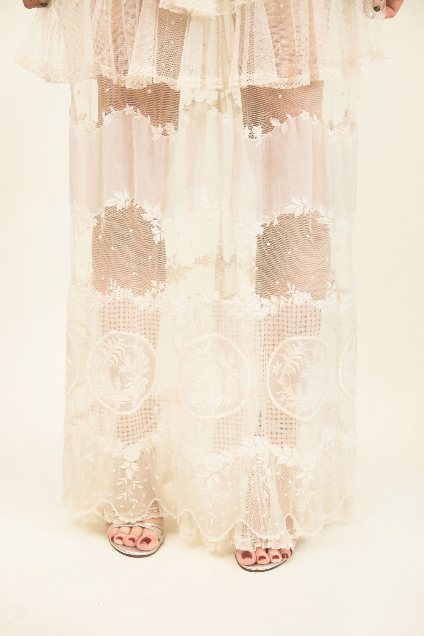 Edwardian Lace Tiered Wedding Gown - The Kit Vintage