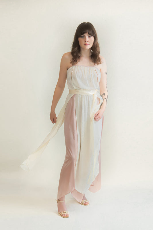 Joseph Magnin 70's Rose & White Dress - The Kit Vintage