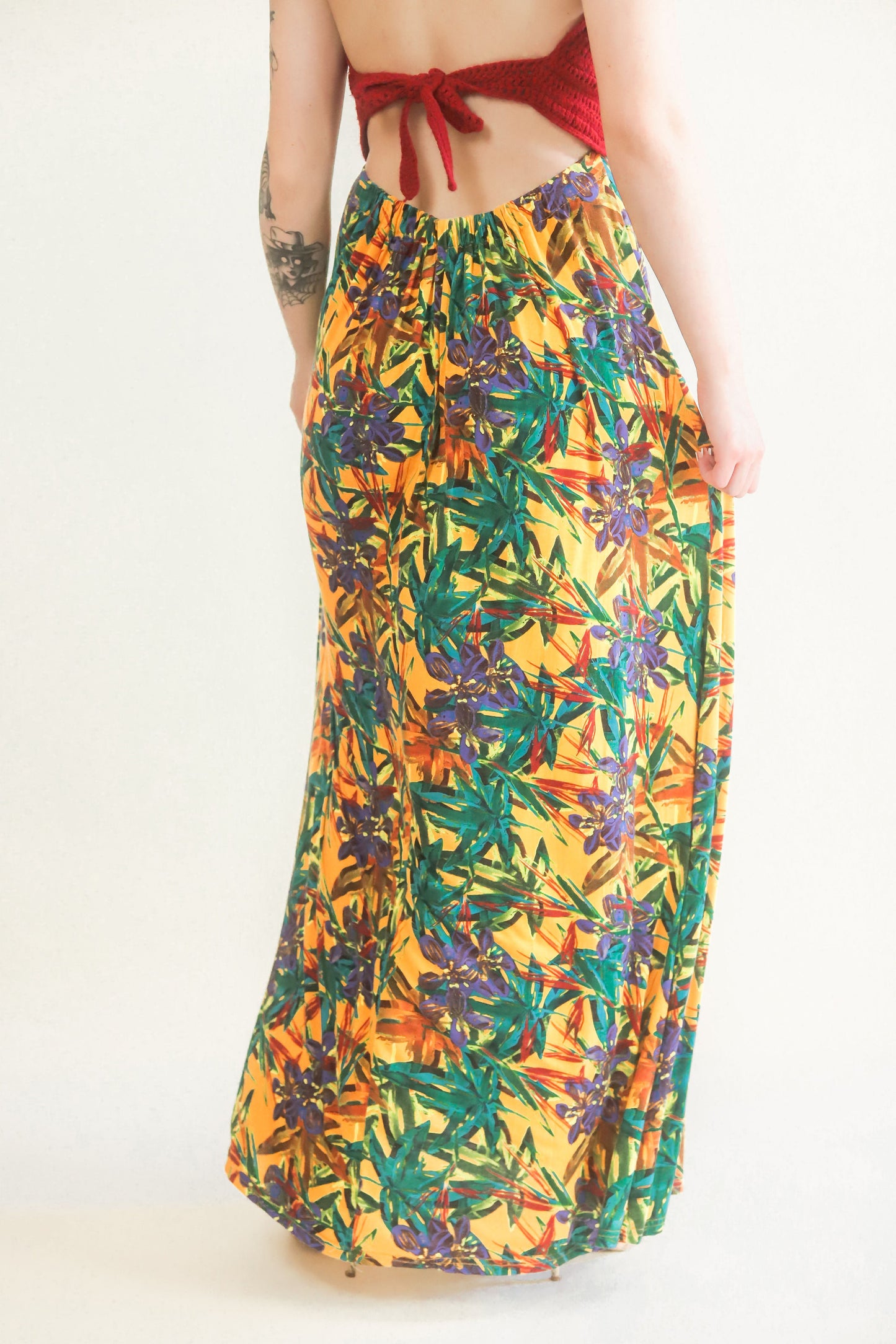 Crochet & Floral Halter Dress - The Kit Vintage