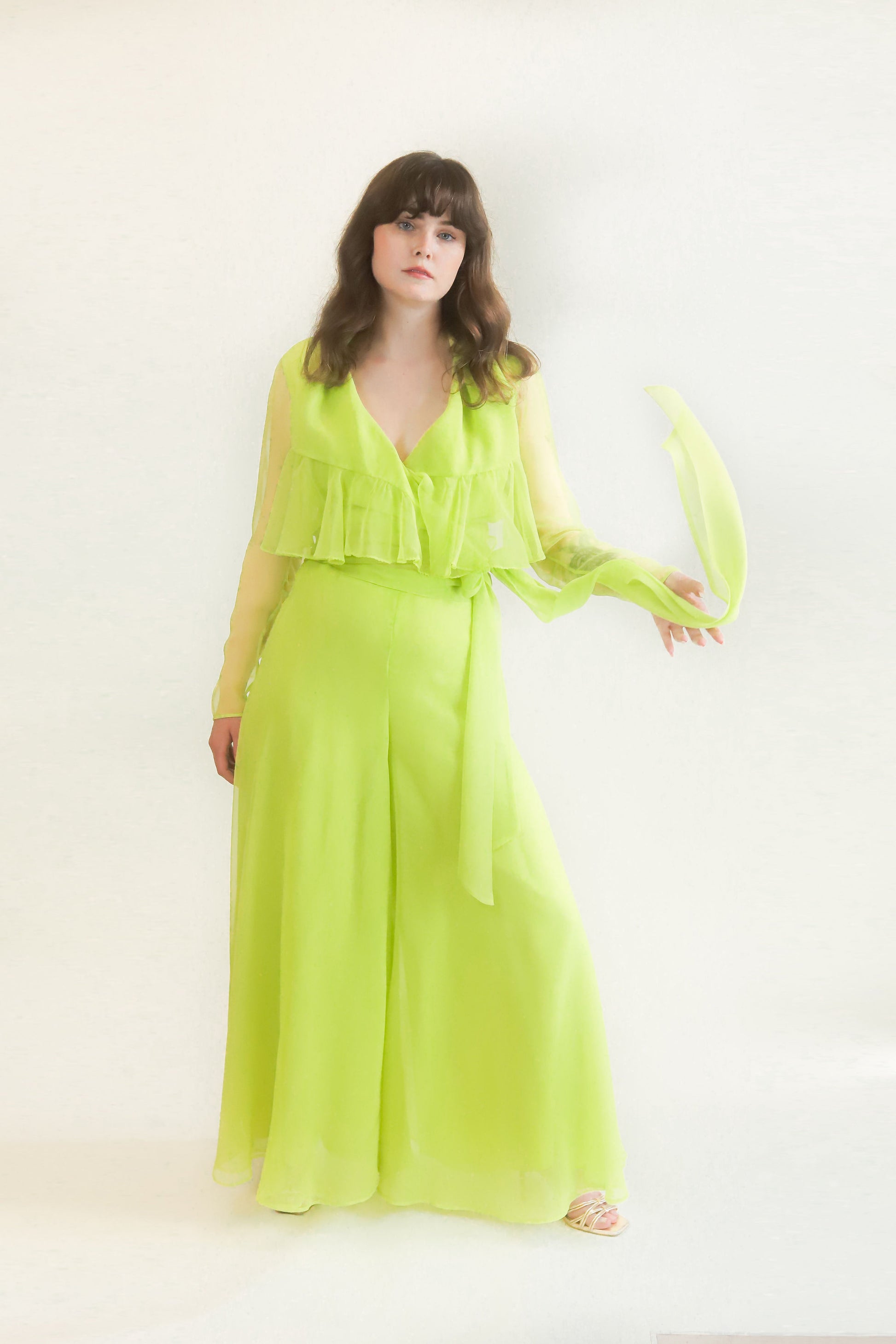 Miss Elliette Chartreause Pants Set - The Kit Vintage