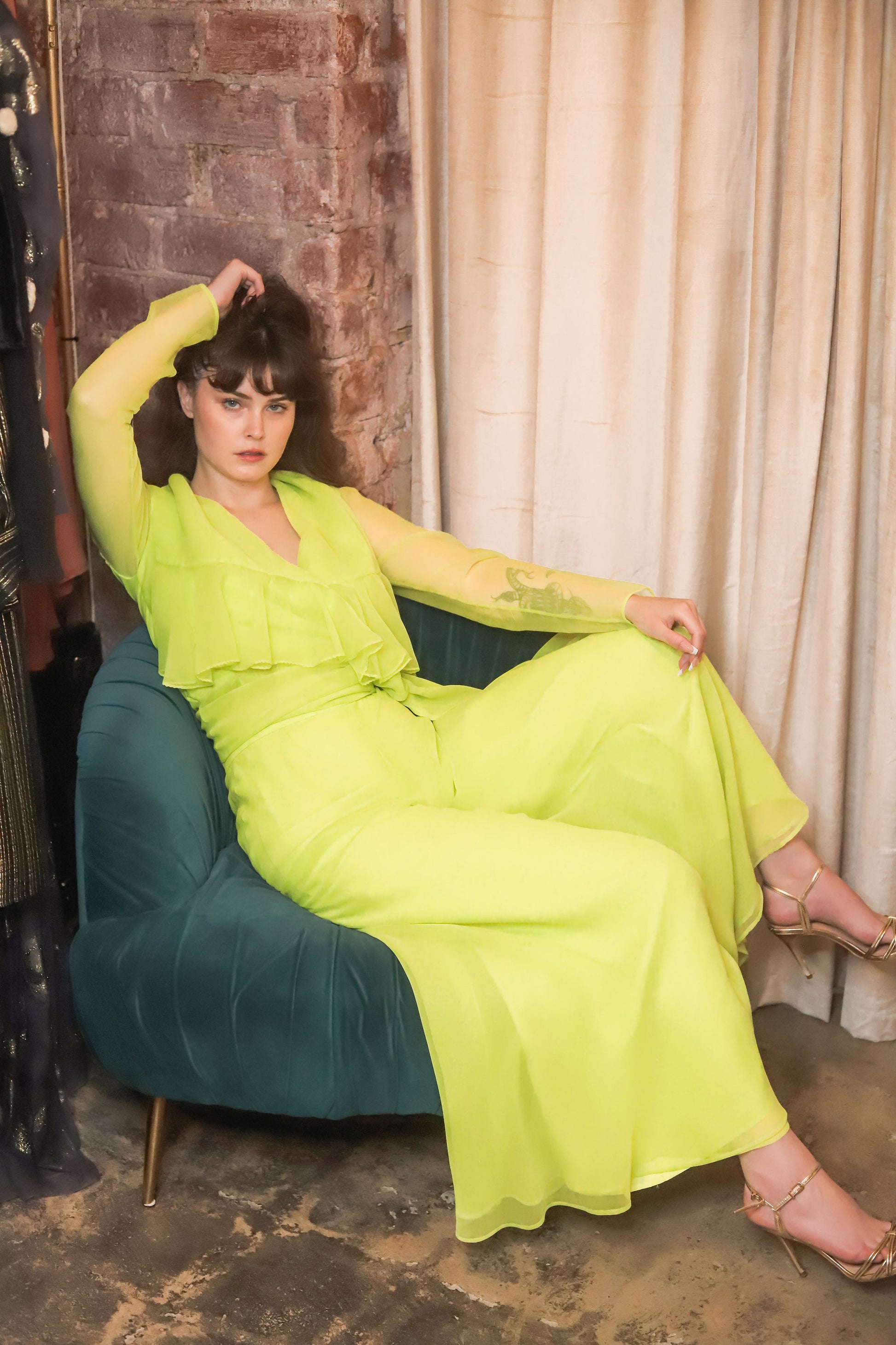Miss Elliette Chartreause Pants Set - The Kit Vintage