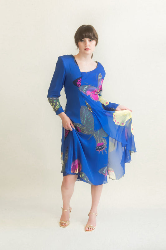 Hanae Mori Silk Butterfly Print Dress - The Kit Vintage