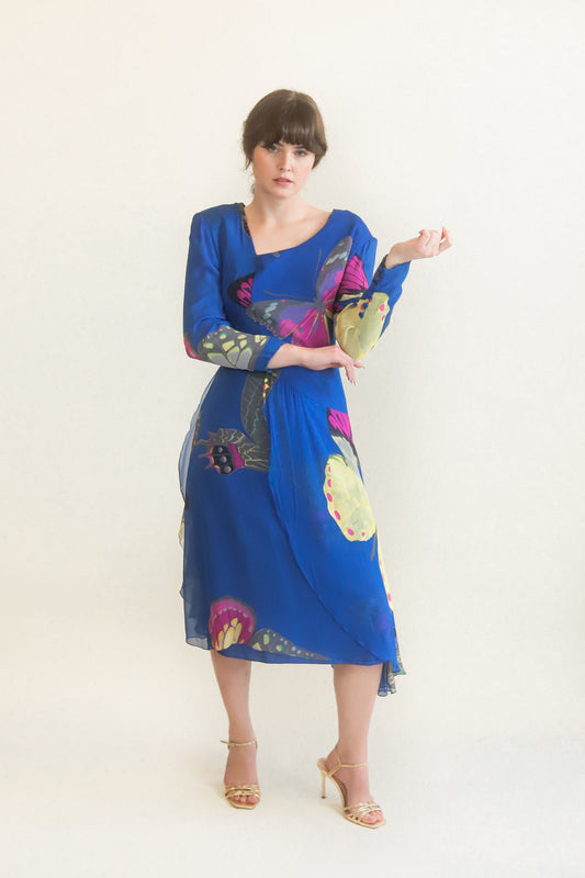 Hanae Mori Silk Butterfly Print Dress - The Kit Vintage