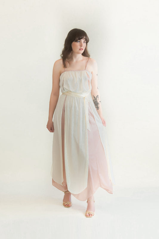 Joseph Magnin 70's Rose & White Dress - The Kit Vintage