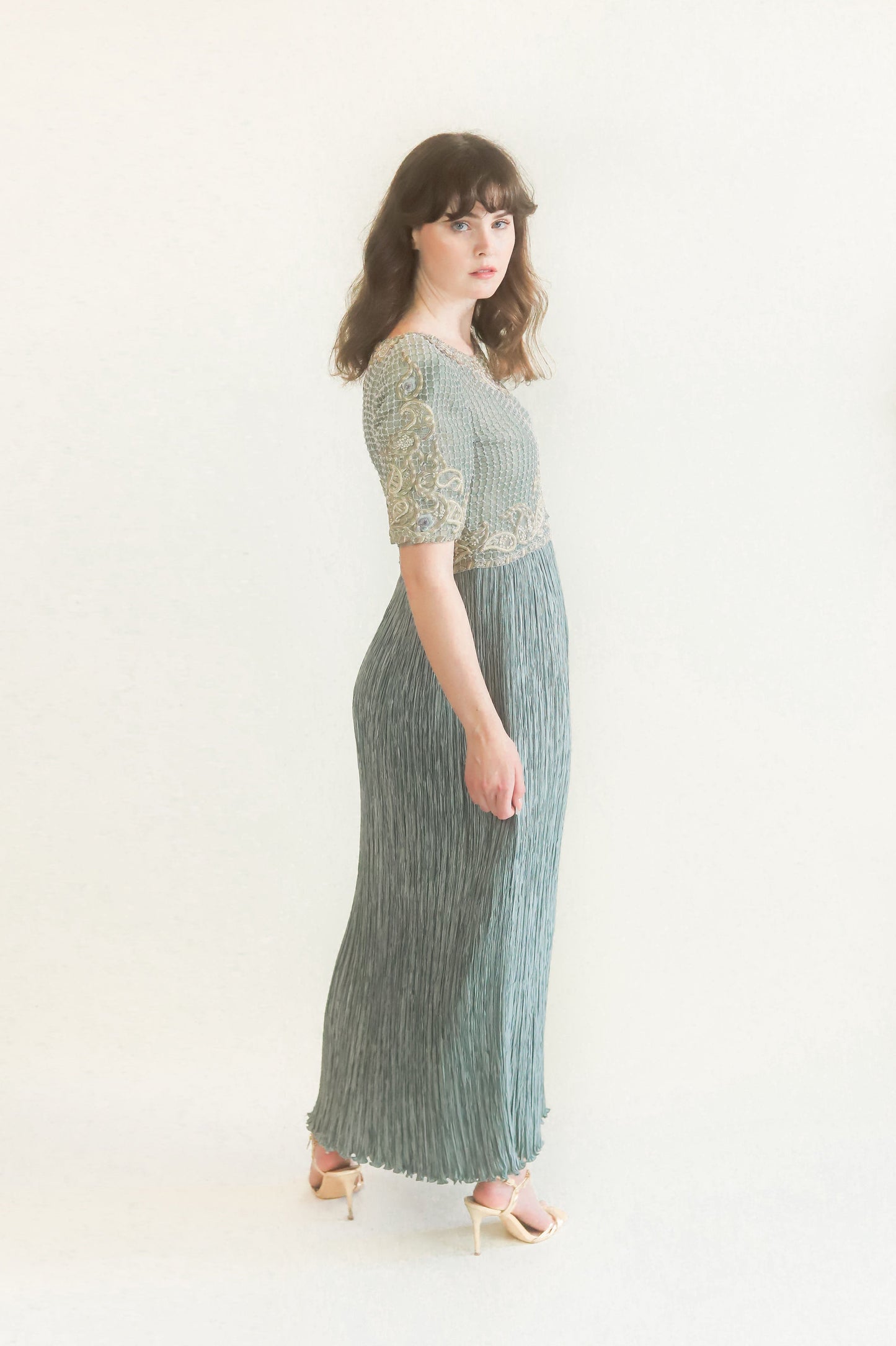 Mary McFadden Metallic Thread Beaded Dress - The Kit Vintage