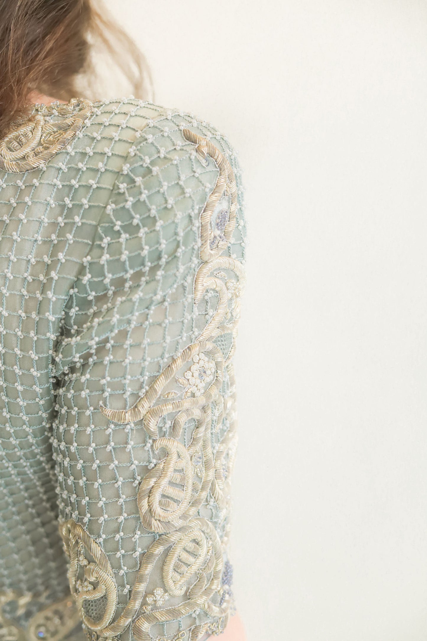 Mary McFadden Metallic Thread Beaded Dress - The Kit Vintage