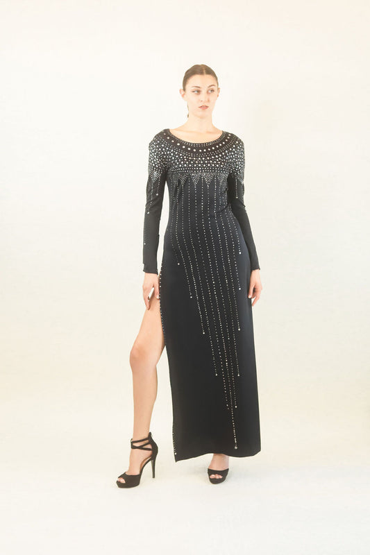 Jersey Glitter Gown W/ Large Back Keyhole - The Kit Vintage