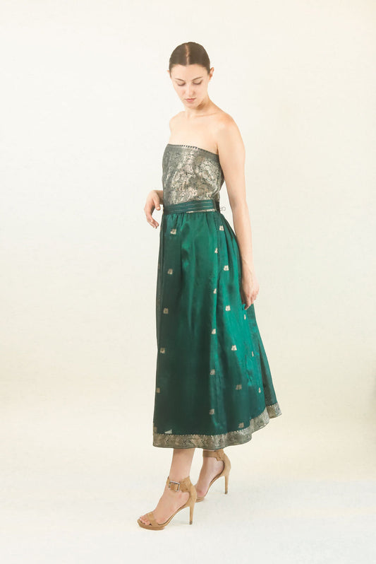 Green Metallic Silk Dress & Jacket - The Kit Vintage