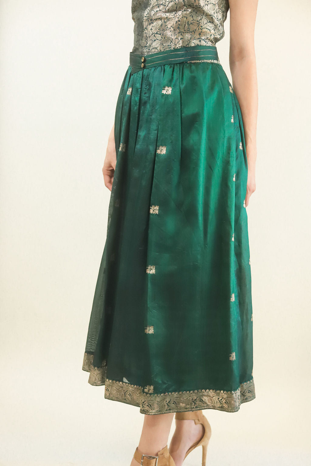 Green Metallic Silk Dress & Jacket - The Kit Vintage