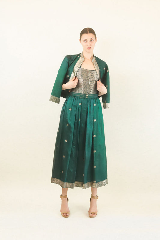 Green Metallic Silk Dress & Jacket - The Kit Vintage