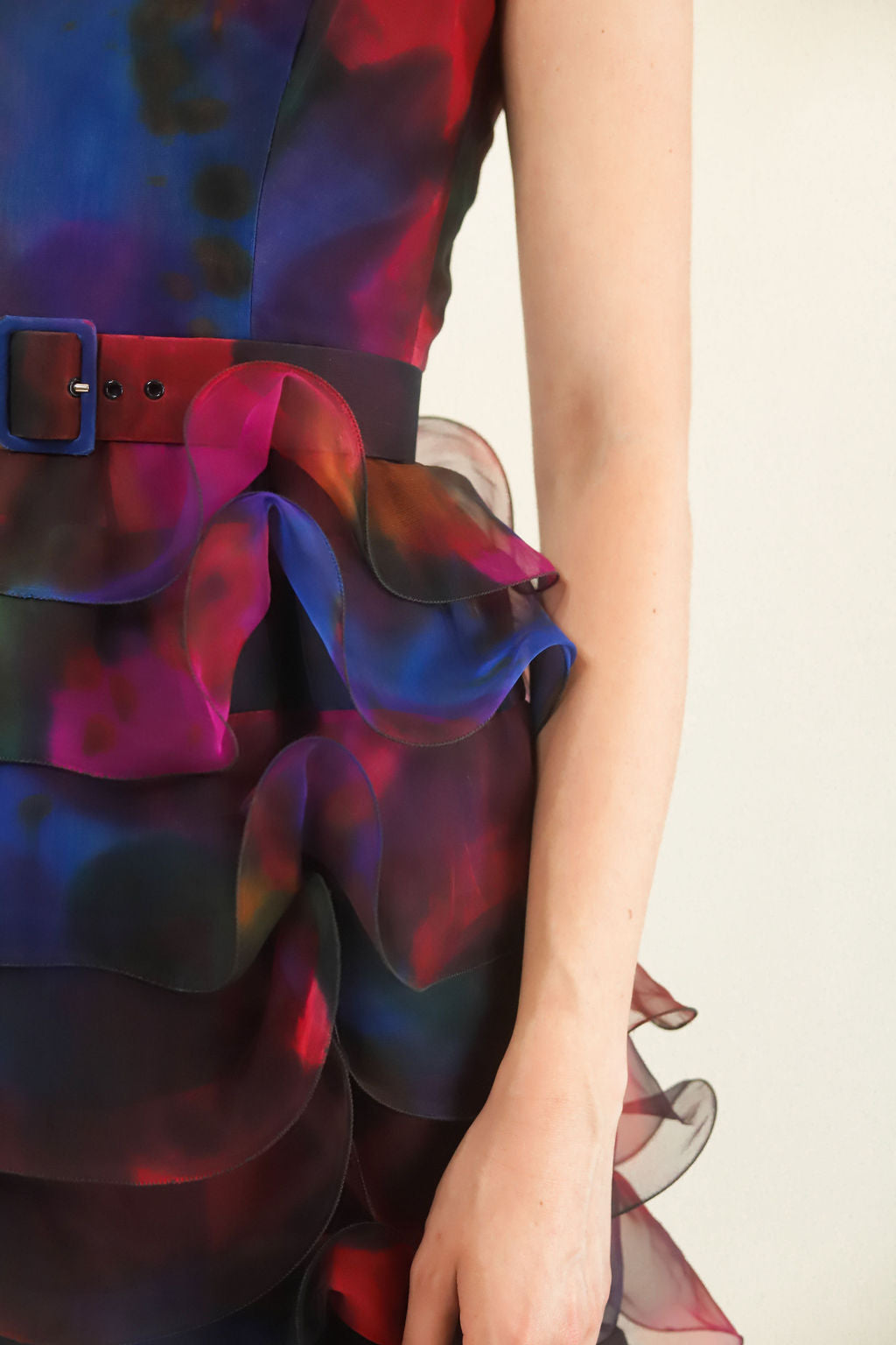 Silk Halter Tiered Dress W/ Belt