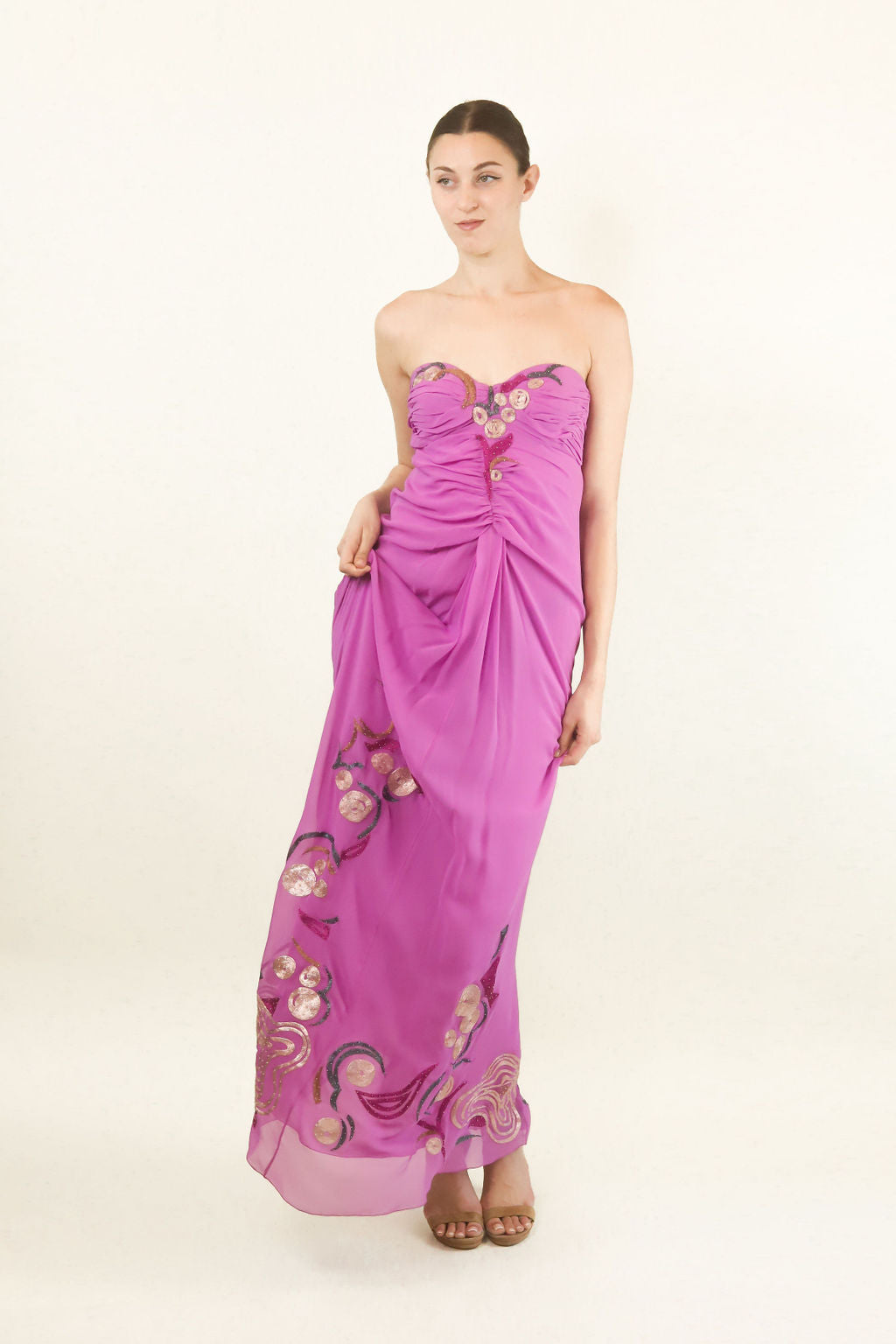 emanuel ungaro pink dress an emanuel ungaro AW 2008/2009 pink silk chiffon gown with amazing deep open back, sold (thank you) #vintageungaro #ungarodress
