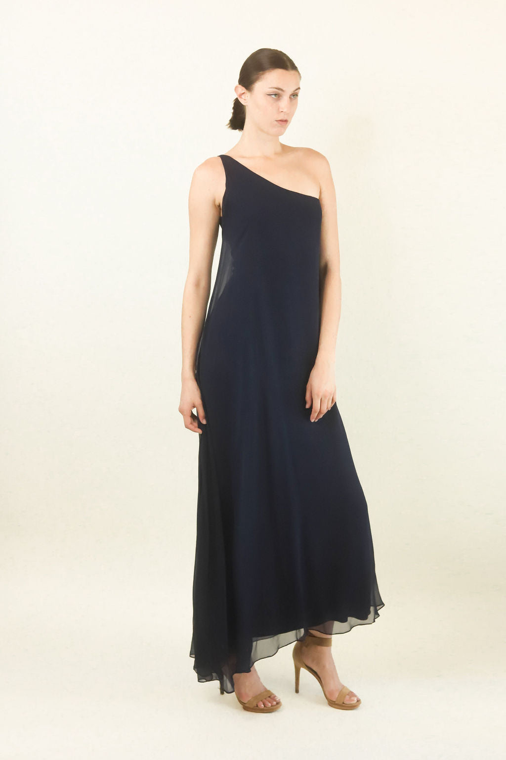 Halston Chiffon One Shoulder Gown – The Kit Vintage Halston Chiffon One Shoulder Gown – The Kit Vintage