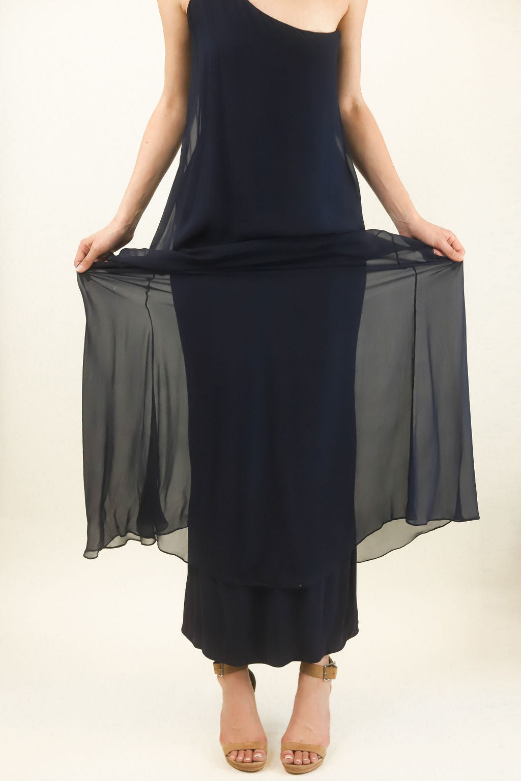 Halston Chiffon One Shoulder Gown - The Kit Vintage